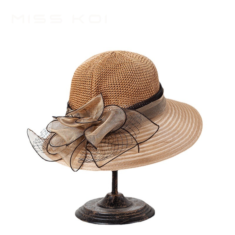 Nón Tai Bèo Rộng Vành Dệt Kim Thời Trang Đi Biển Mùa Hè Cho Nữ