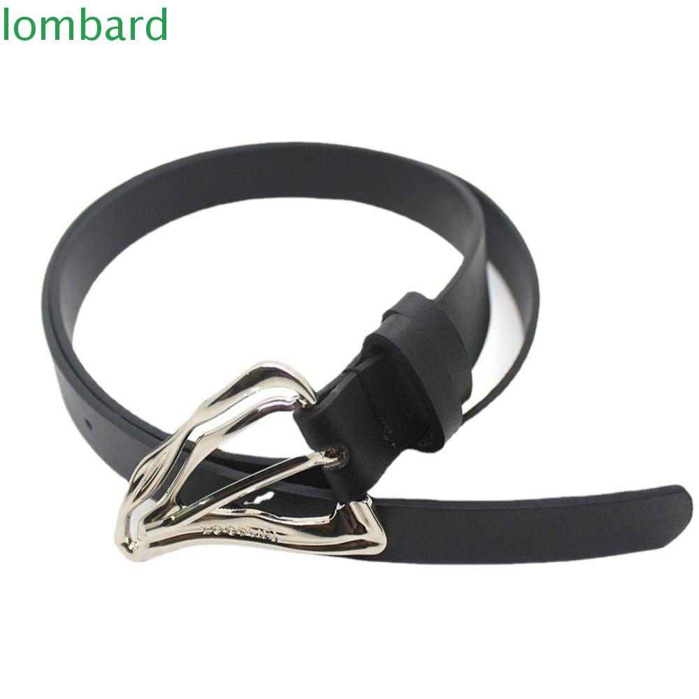 LOMBARD Thắt Lưng Da PU Chất Lượng Cao Thiết Kế Hình Học Rỗng Độc Đáo Cho Nam Và Nữ