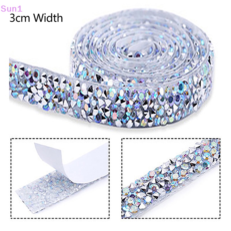 Cuộn Dây Đính Đá Resin Tự Dính Hai Mặt 15mm 30mm Dài 1 Yard Dùng Trang Trí DIY
