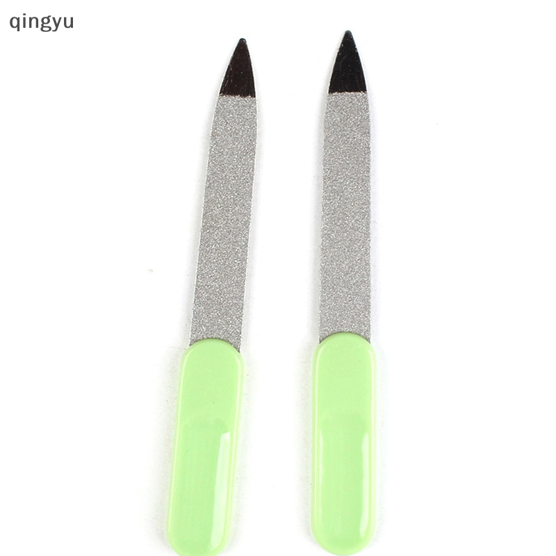 Qingyu Bộ 2 Cây Dũa Móng Tay Bằng Thép Không Gỉ Hai Mặt