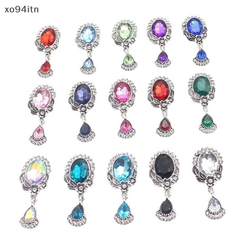 Ghim Cài Áo Hợp Kim acrylic 23 * 52mm Hình oval Đính Đá DIY