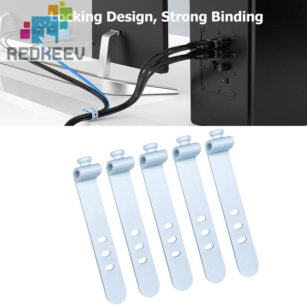 Set 20 Dây Silicone Buộc Dây Cáp 3 Lỗ Tái Sử Dụng Tiện Lợi