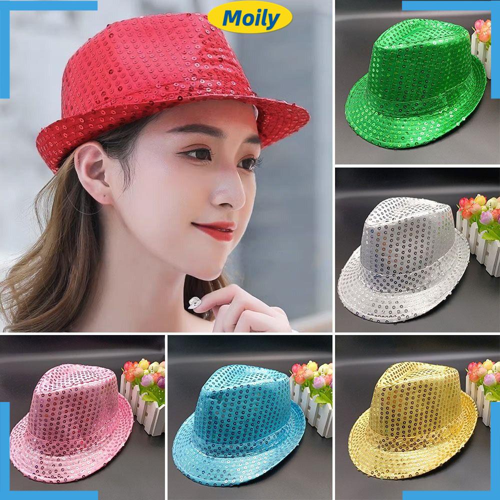 MOILYVN Mũ Panama Đính Kim Sa Lấp Lánh Thời Trang Dành Cho Tiệc Hóa Trang