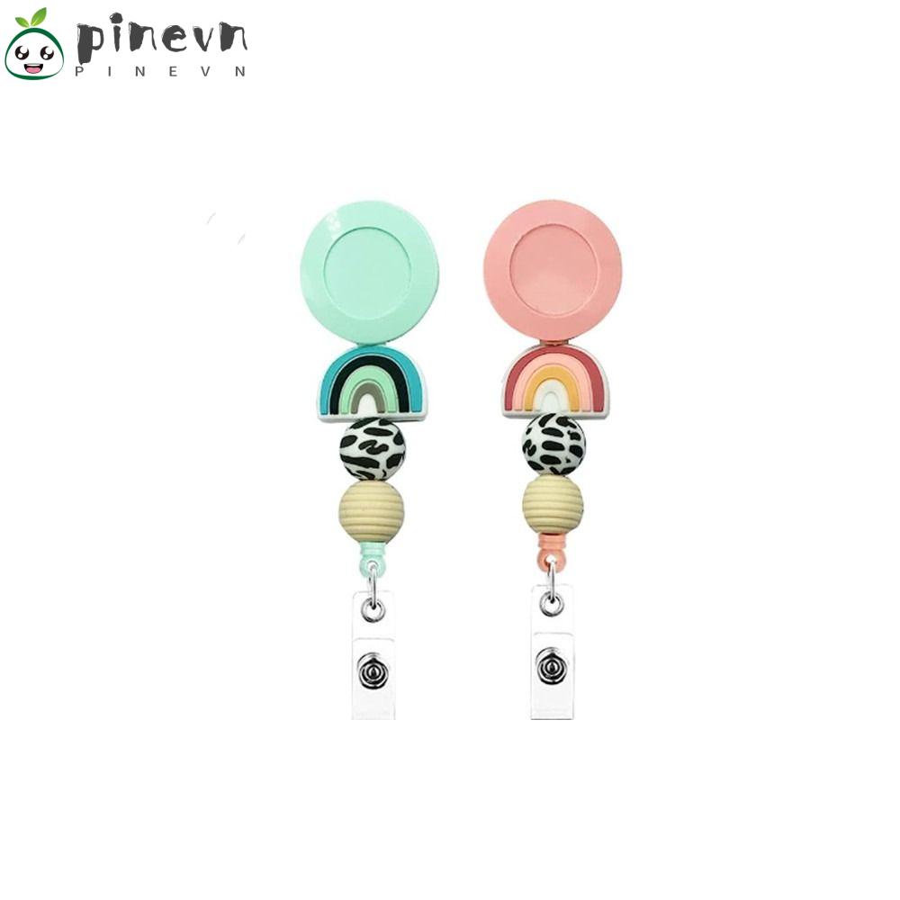 PINEVN Set 2 Móc Chìa Khóa Có Thể Thu Gọn Màu Hồng / Xanh Dương Siêu Bền Tiện Dụng Cho Văn Phòng