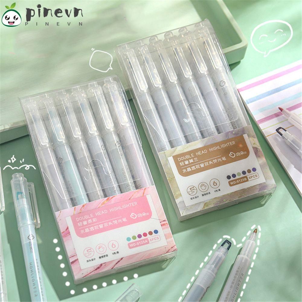 PINEVN Bộ 6 Bút Đánh Dấu Hai Đầu Dùng Vẽ Graffiti Cho Văn Phòng