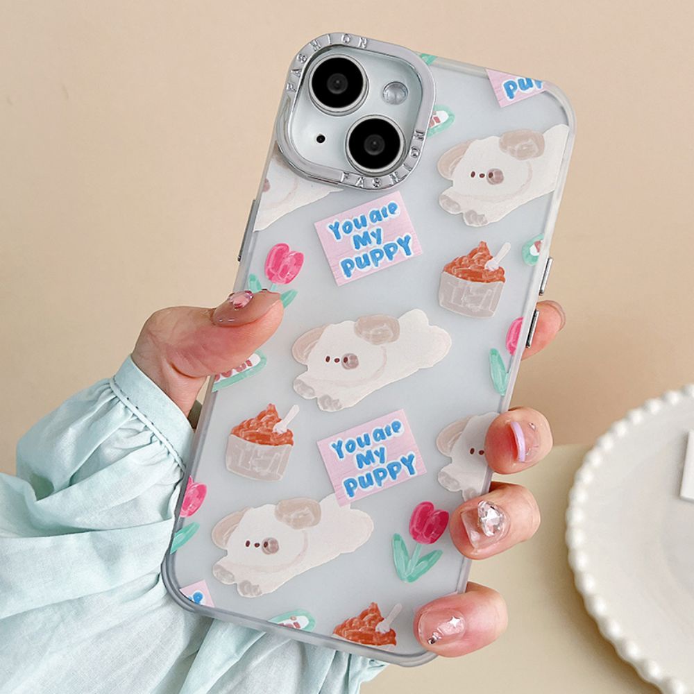 Ốp Điện Thoại TPU Mềm Chống Sốc Mạ Điện Họa Tiết Cún Hoạt Hình Dễ Thương Cho IPhone 14 13 12 11 Pro Max X XR 8 7 Plus