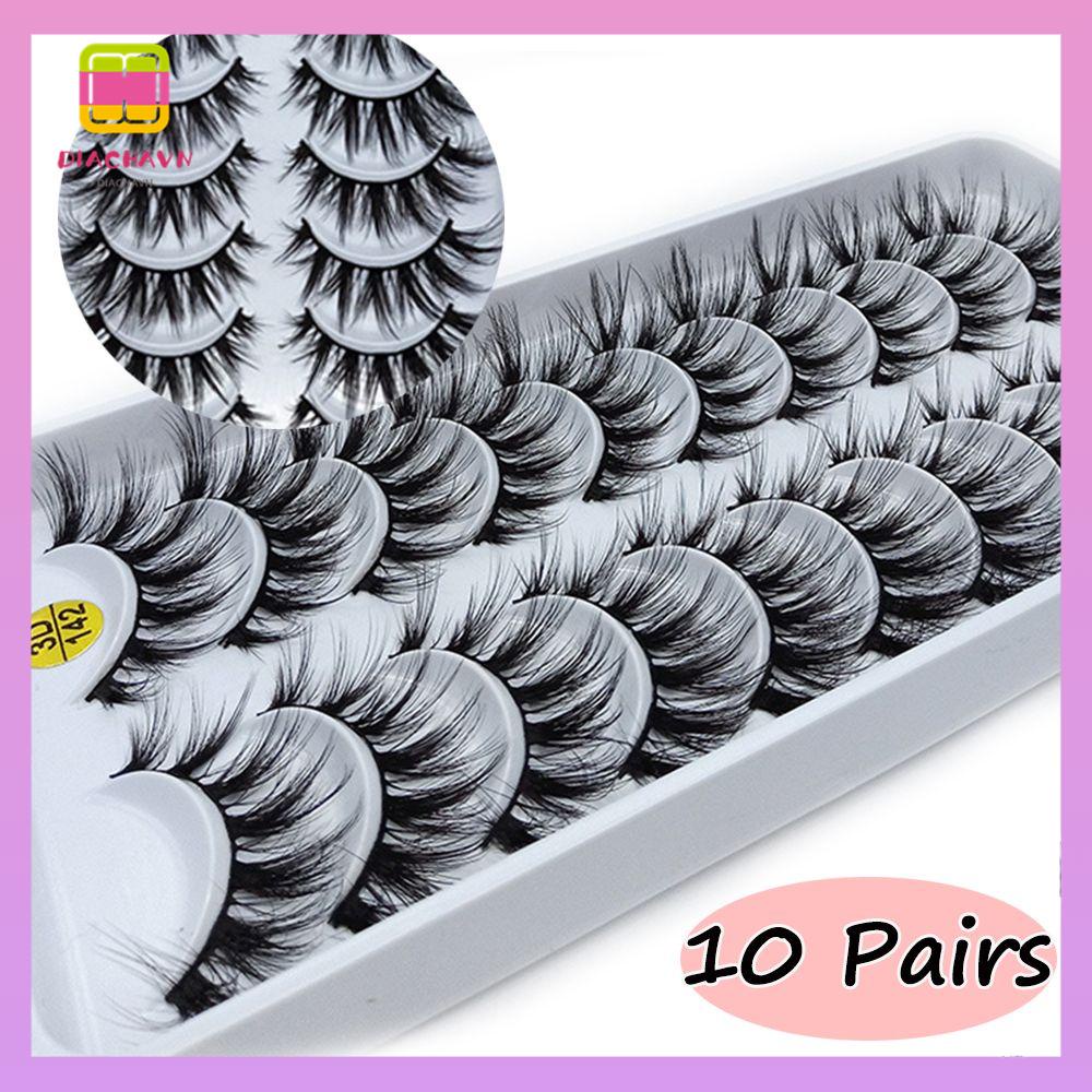 DIACHAVN Set 10 Cặp Lông Mi Giả Nhiều Lớp Hiệu Ứng Trang Điểm 3D SKONHED