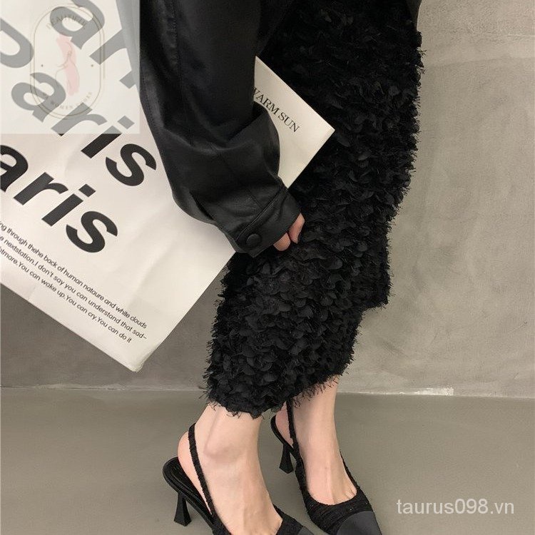 Giày Cao Gót Sandal Da PU Mũi Nhọn Thời Trang Sang Trọng 3-5cm