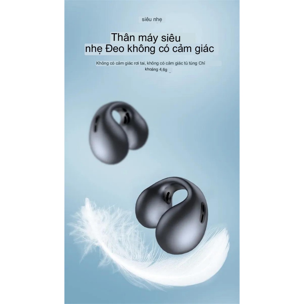 Tai nghe bluetooth Air 6 không dây 1 tai dẫn âm xương bông tai thể thao âm trầm HiFi thời lượng sử dụng bao lâu siêu bền