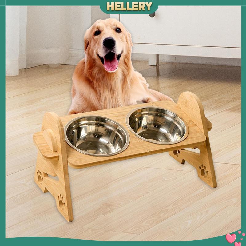 Bát Đựng Thức Ăn Cho Thú Cưng Bằng Thép Không Gỉ Kèm 2 Bát Và Giá Đỡ Tiện Dụng