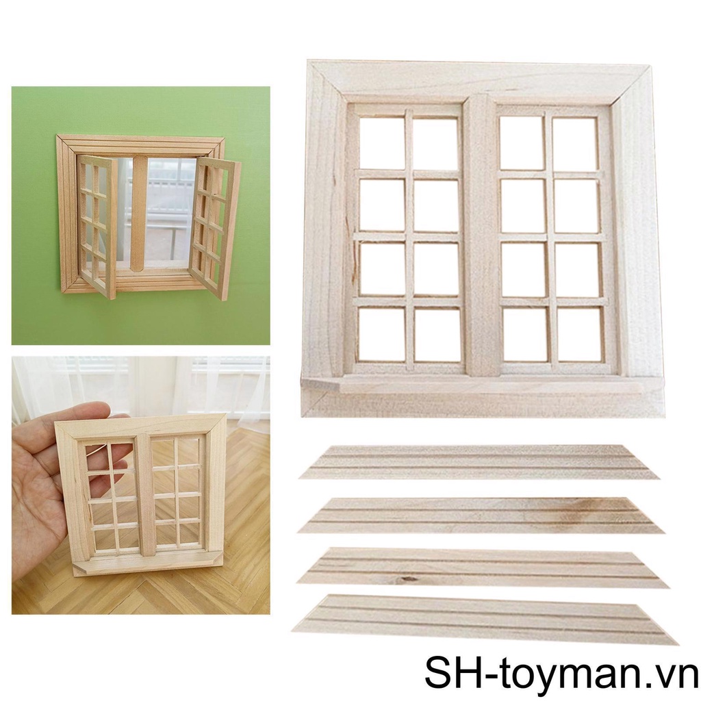 Cửa Sổ Phòng Ngủ Mini Tỉ Lệ 1 / 12 Trang Trí Nhà Búp Bê