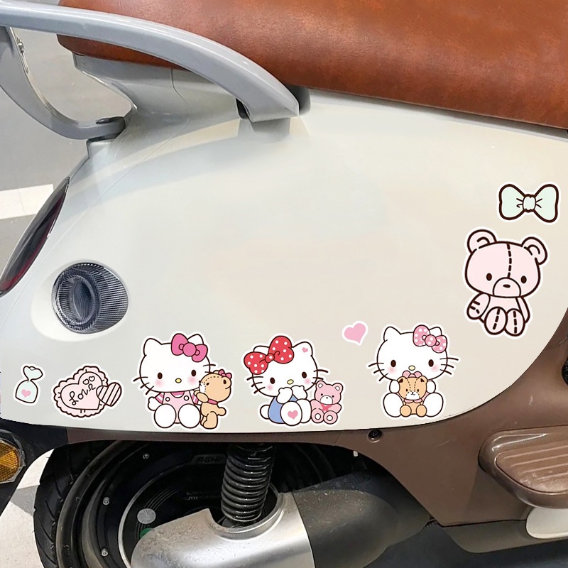 Miếng Dán Trang Trí Xe Hơi Chống Thấm Nước Hình Mèo Kitty Dễ Thương