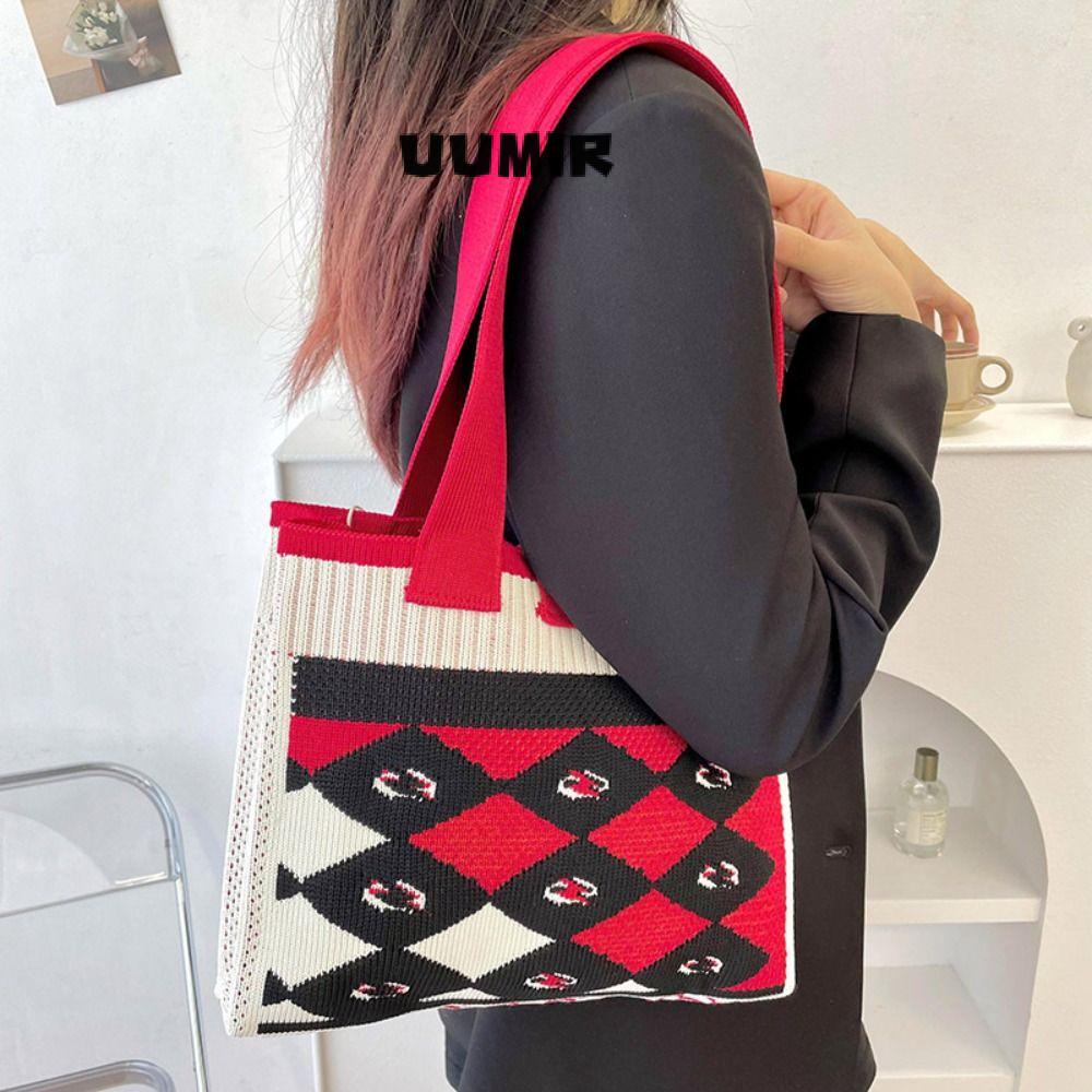 UUMIR Túi Xách Đan Len Thủ Công Sức Chứa Lớn Thắt Nút Thắt Nút Màu Sắc Giản Dị Dành Cho Học Sinh
