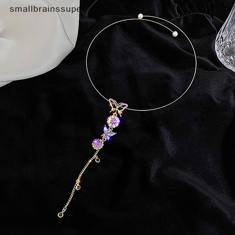 Vòng cổ Hợp Kim Mặt Hình Bướm Đính Đá Tím Thời Trang Cho Nữ SBS