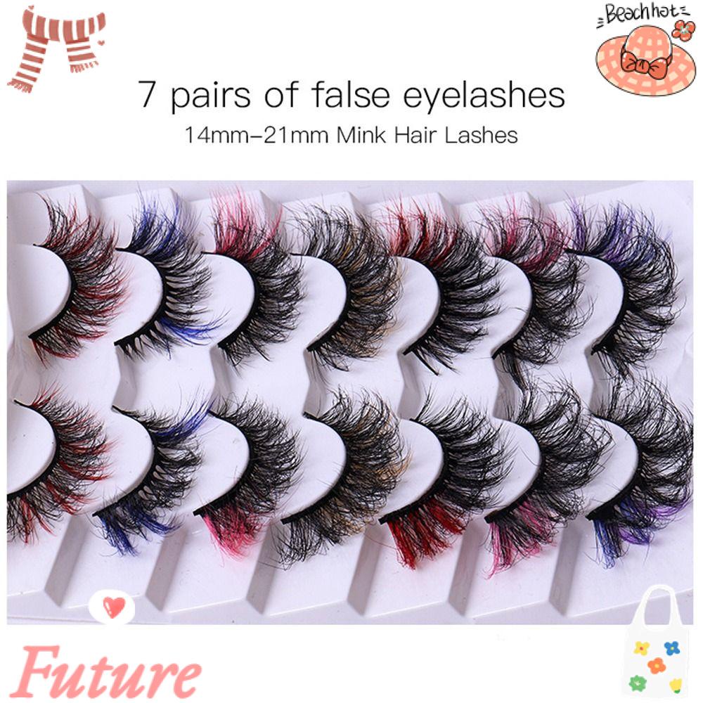 FUTURE Hộp 7 Cặp Lông Mi Giả Lông Chồn Giả Nhiều Màu Sắc Thời Trang Dành Cho Nữ