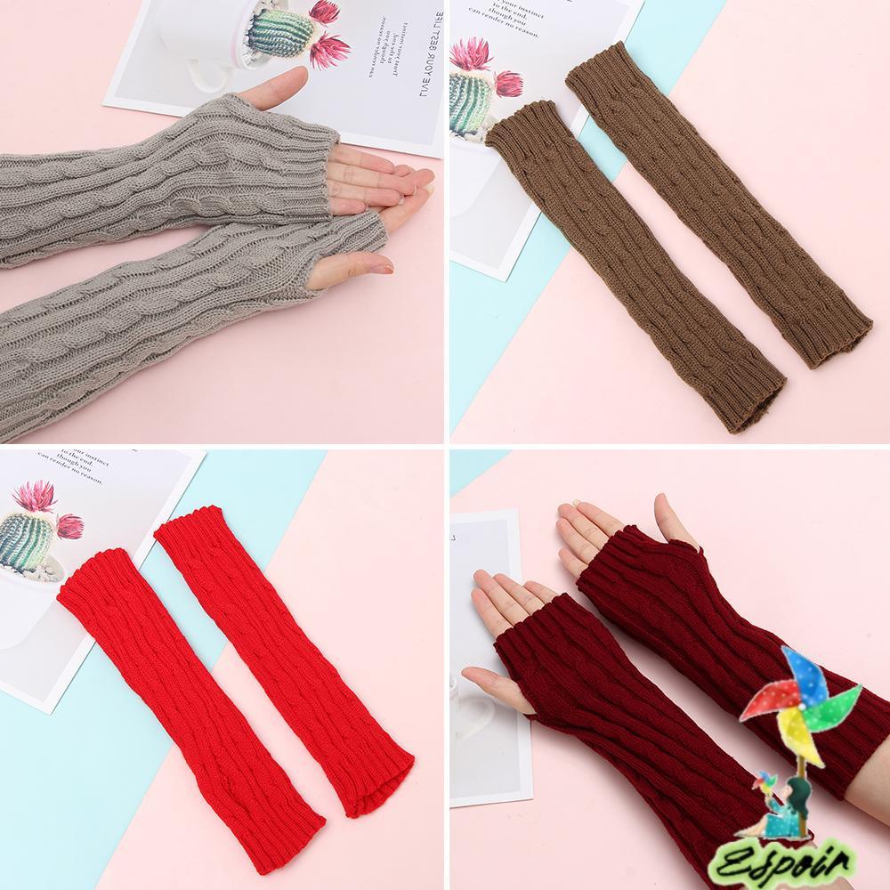 ESPO Găng Tay Len Dài 30cm Hở Ngón Ấm Áp Xinh Xắn