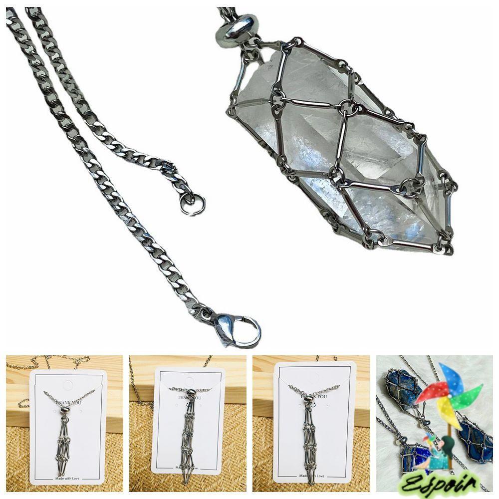 ESPO Vòng cổ Kim Loại Mặt Lưới Pha Lê Có Giá Đỡ Thay Đổi Màu Bạc Thời Trang Hàng Ngày