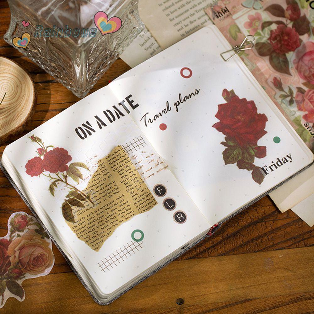 RAINBOW Bộ 60 Miếng Dán Trang Trí Bằng Giấy In Hoa Dễ Sử Dụng