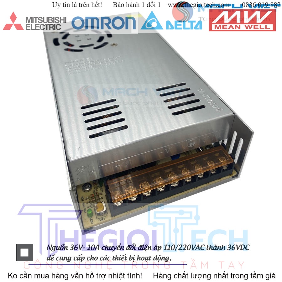 Nguồn tổ ong 36V 10A, 36V 15A (DC) đa năng phù hợp với camera, động cơ và đèn led quảng cáo