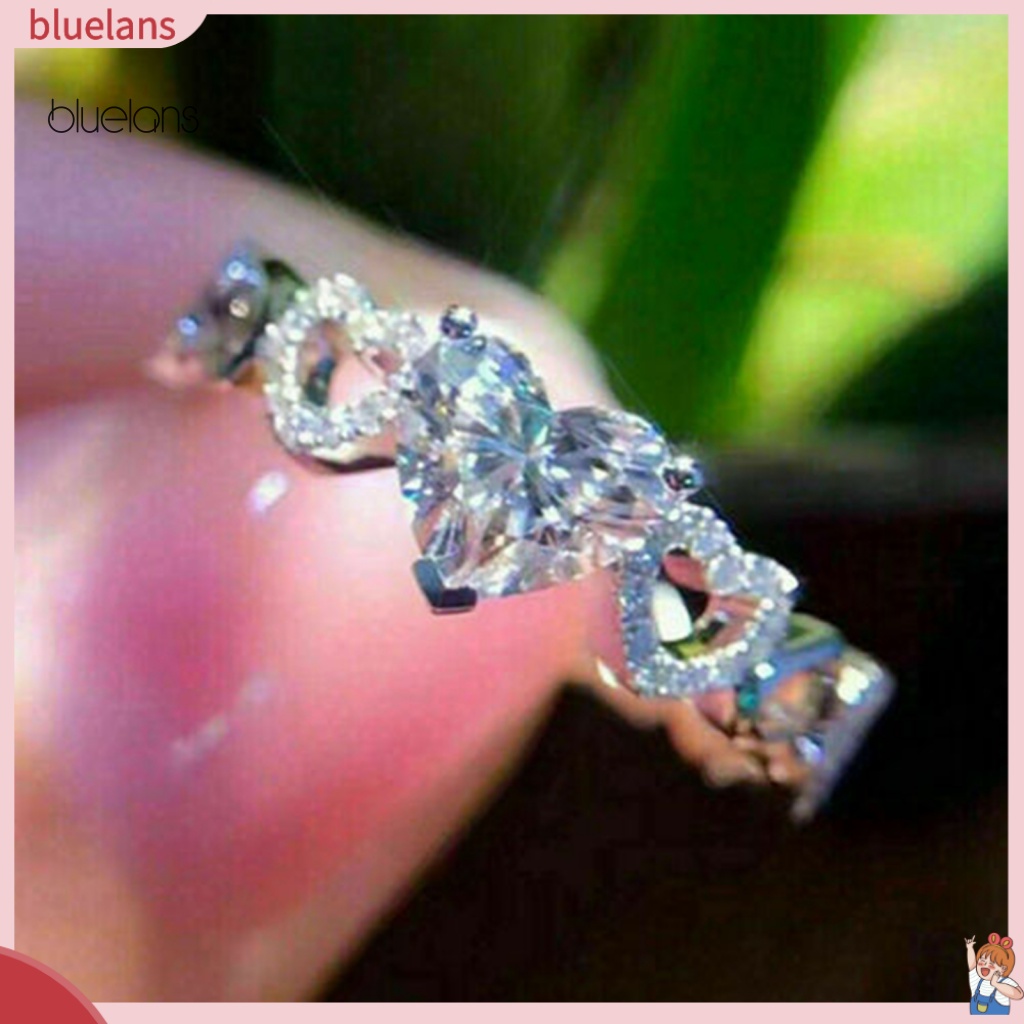 Nhẫn Hợp Kim Đính Đá Hình Trái Tim Tinh Tế Dùng Hàng Ngày