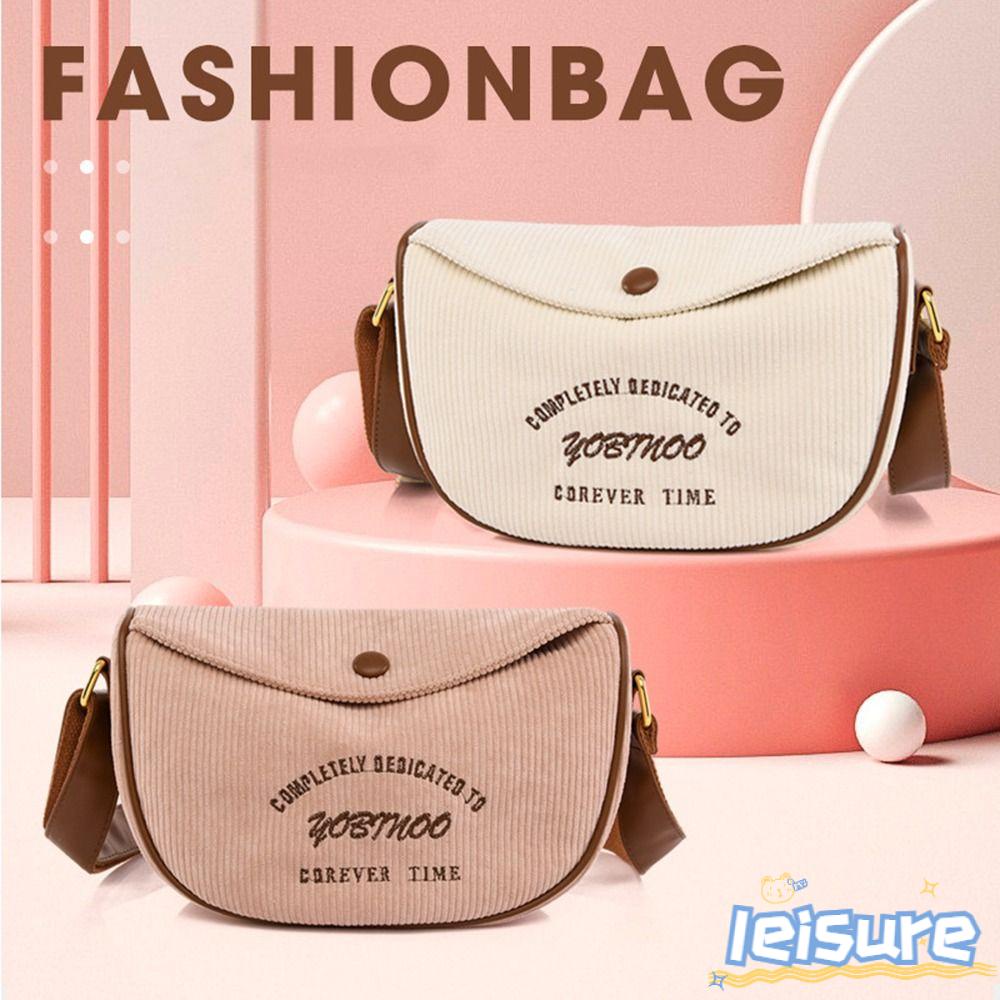LEISURE Túi Đeo Chéo Vai Sức Chứa Lớn Bằng Vải Nhung Thời Trang Dành Cho Nữ