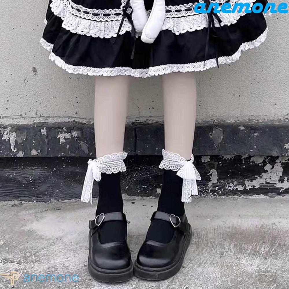 ANEMONE Vớ Cổ Vừa Đính Nơ Ruy Băng Mỏng Thoáng Khí Thấm Hút Mồ Hôi Dễ Thương Thời Trang Xuân Hè