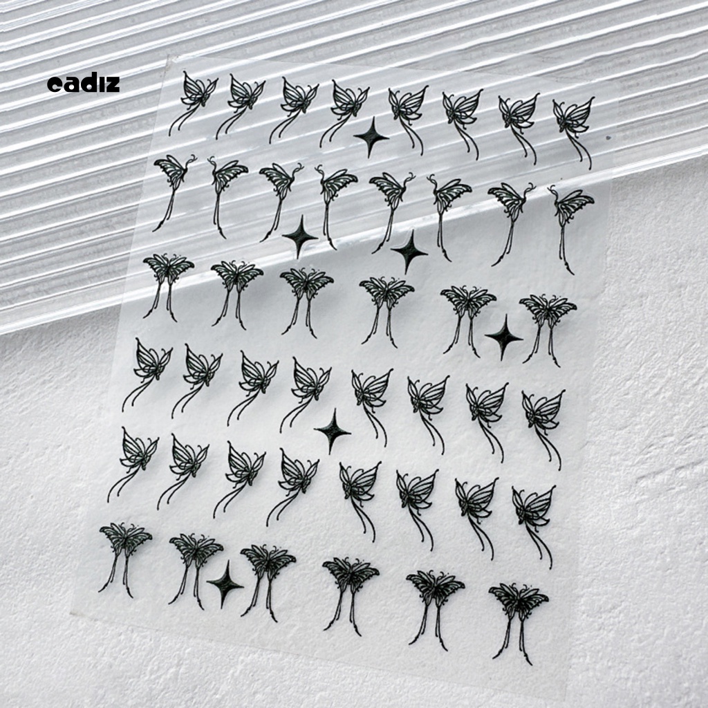 Miếng Dán Trang Trí Móng Tay Chống Rơi Hình Bướm Màu Trắng Đen Mini DIY