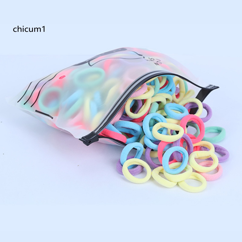 Set 100 Dây Cột Tóc Co Giãn Chống Rơi Màu Sắc Ngọt Ngào Cho Bé Gái