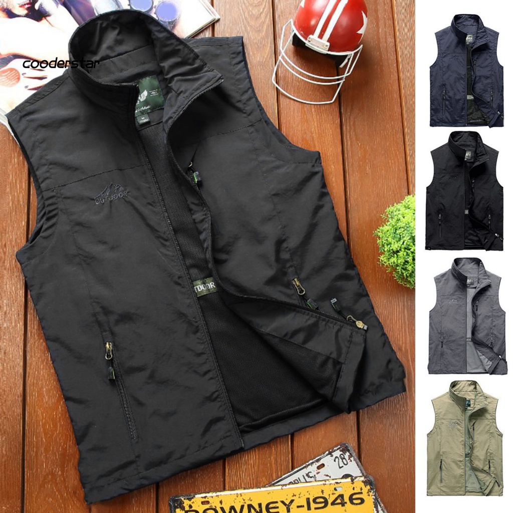 Áo Ghi Lê Không Tay Cổ Bẻ Màu Trơn Siêu Mỏng Thoáng Khí Thời Trang Cho Nam