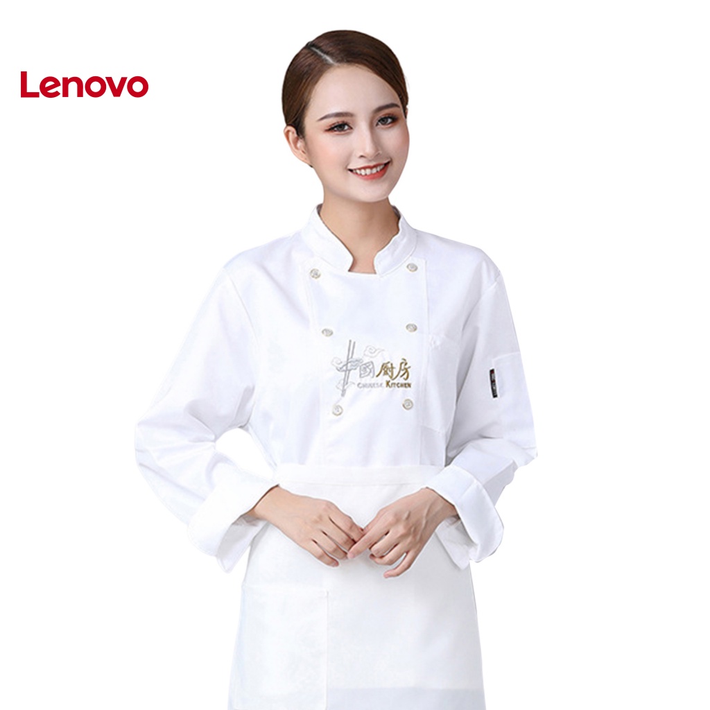 Áo Khoác Đầu Bếp Tay Dài Cổ Đứng Thoáng Khí Thêu Hoa Hướng Dương Chống Bẩn Thời Trang Cho Nam Và Nữ