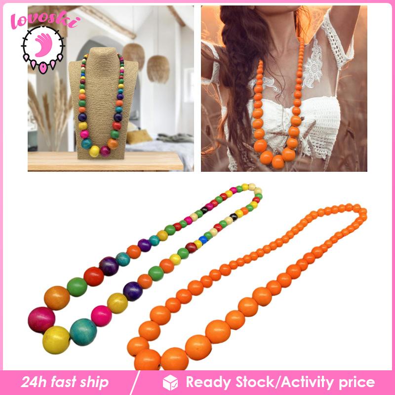 Vòng Cổ Choker Xỏ Hạt Gỗ Thủ Công Bền Bỉ Dành Cho Nữ Mặc Hàng Ngày Và Lễ Hội