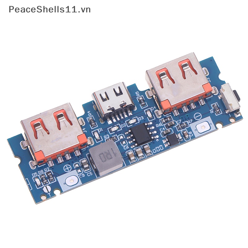 Bảng Mạch Tăng Áp 5V 2.4A Micro Type-C USB Kép 18650 Có Đèn LED