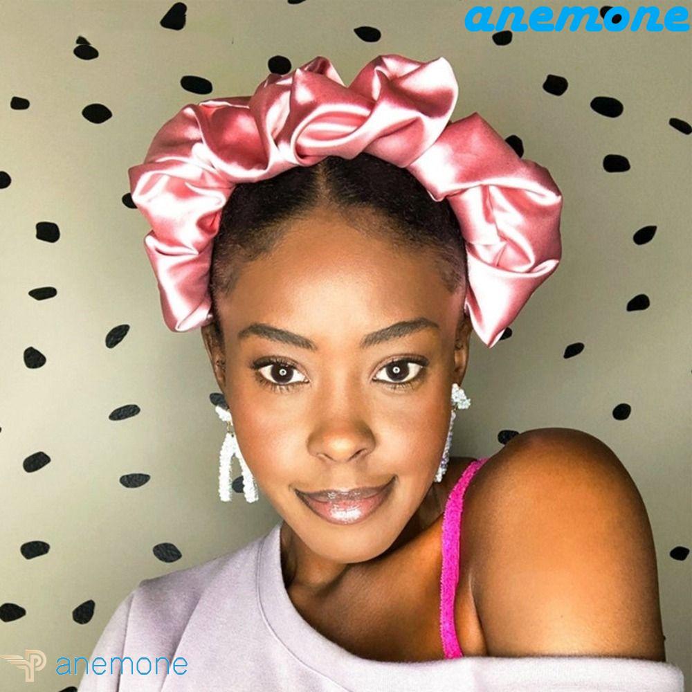 ANEMONE Băng đô cài tóc rửa mặt Satin Co Giãn Màu Sắc Trơn Phong Cách Hàn Quốc Cho Nữ