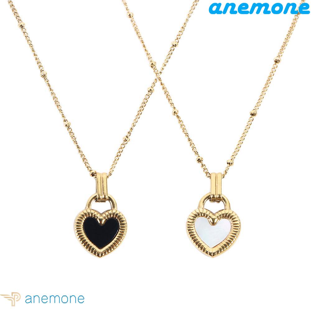 ANEMONE Vòng cổ Choker Mặt Hình Trái Tim Đơn Giản Phong Cách Cổ Điển Thời Trang Cho Nữ