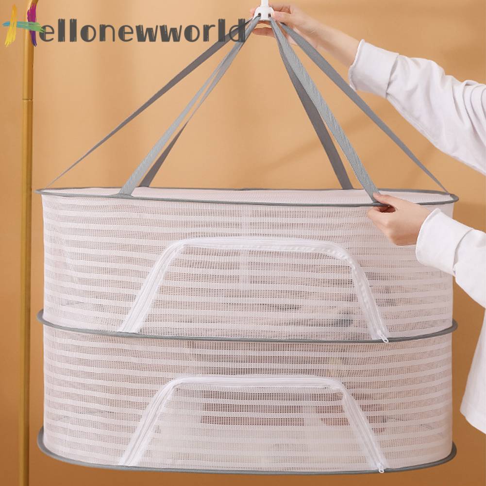 Lồng Lưới Phơi Khô Cá / Rau Củ / Trái Cây / Thảo Dược 4 Lớp Gấp Gọn Chống Khô