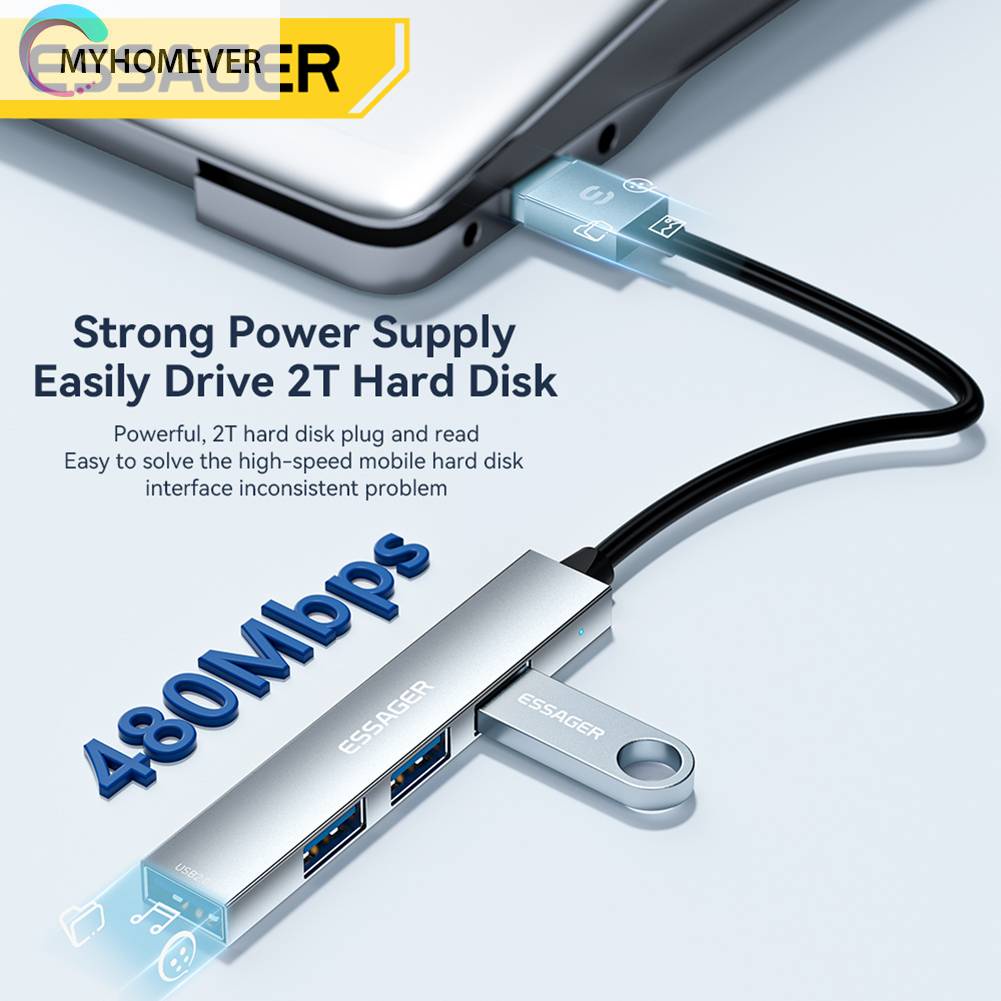 Trạm Sạc Chia Cổng USB2.0 480Mbps ESSAGER 4 Trong 1 Tiện Dụng