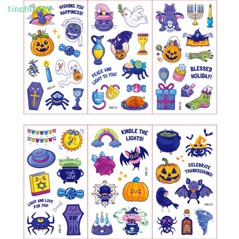 Bộ 10 Hình Xăm Dán Chống Nước Phong Cách Halloween Dành Cho Trẻ Em