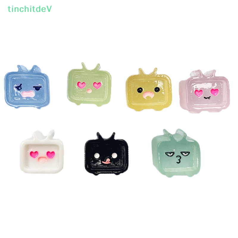 [TinchitdeV] Bộ 5 Miếng Dán Resin Cabochons Mặt Phẳng Hình TV Phát Sáng Kawaii DIY Đa Dạng