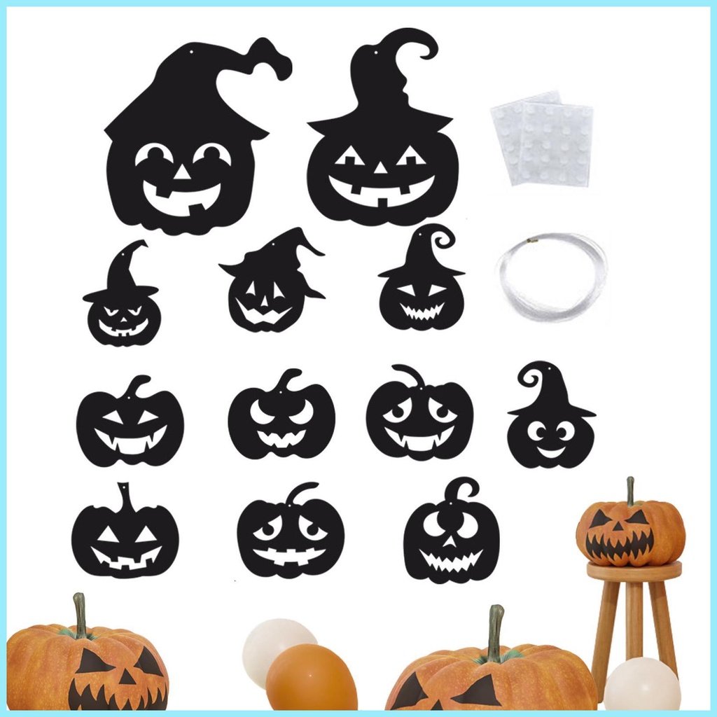 Miếng Dán Trang Trí Halloween Phát Sáng Hình Dơi / Bí Ngô / Ma / Mèo / Phù Thủy Kèm Dây Câu Cá DIY