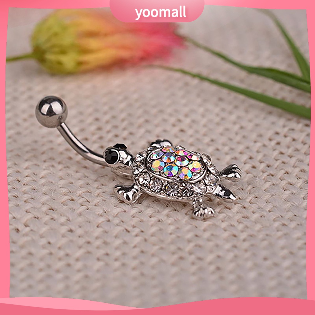 Khuyên Rốn Hình Rùa Đính Đá Nhiều Màu Dễ Thương 16G