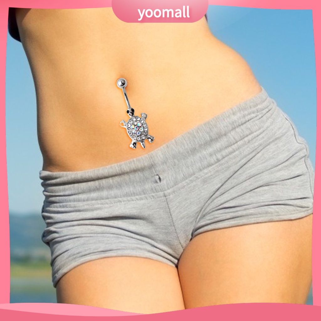 Khuyên Rốn Hình Rùa Đính Đá Nhiều Màu Dễ Thương 16G