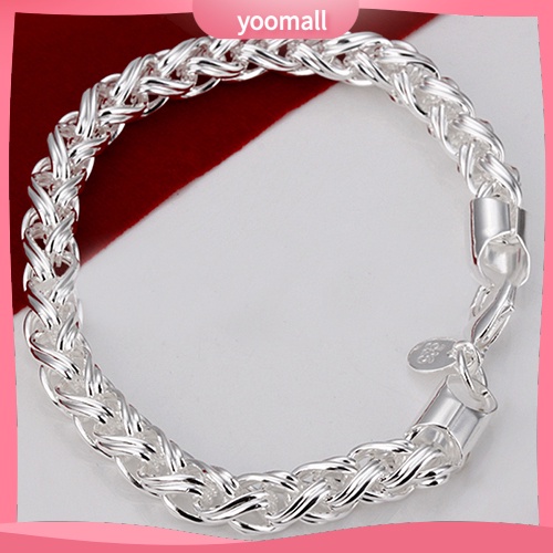 Vòng Tay Mạ Bạc Kiểu Dây Bện Đơn Giản Thời Trang Cho Nữ