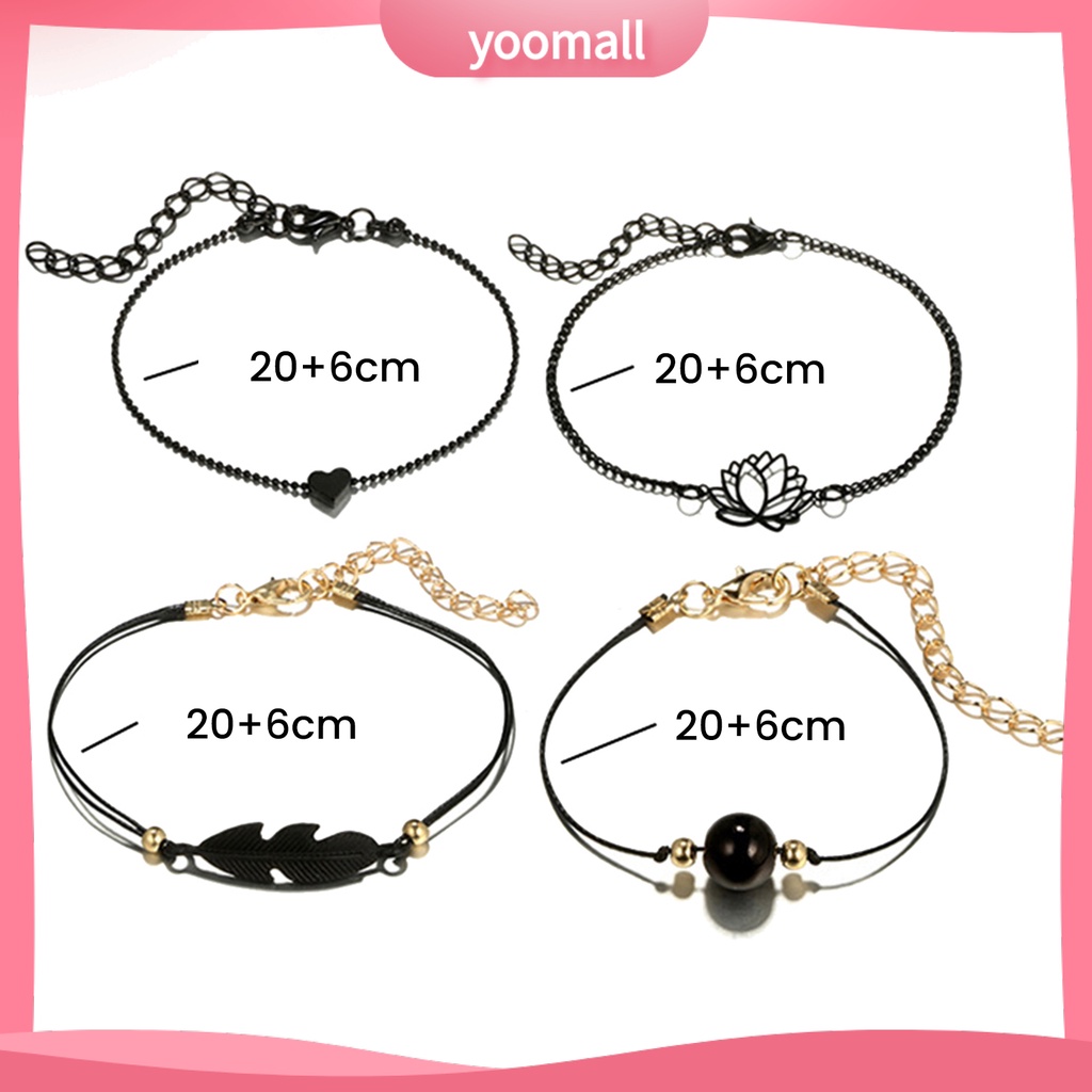 Set 4 Vòng Tay Hợp Kim Thời Trang Cho Nữ