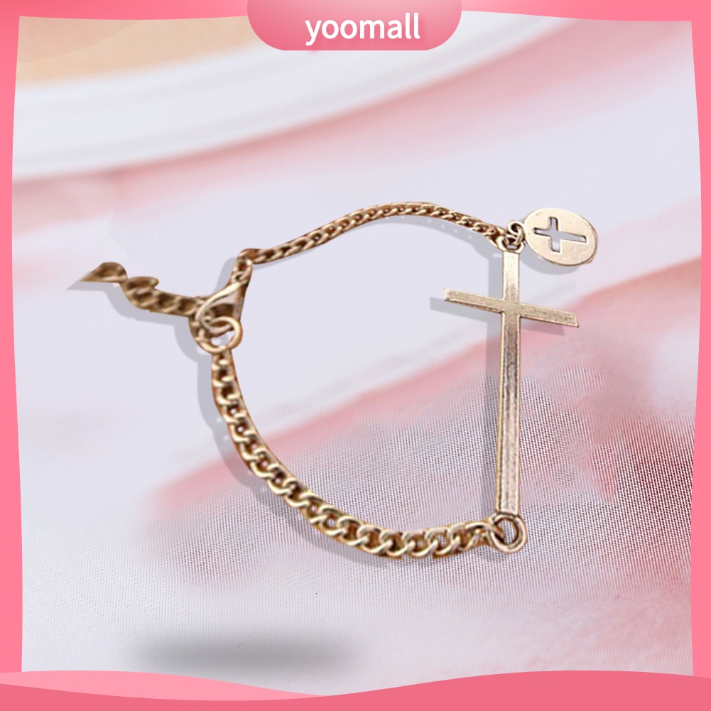 [YM] Vòng Đeo Tay Dây Xích Dài Mặt Thánh Giá Có Thể Điều Chỉnh Kích Thước Dành Cho Nữ