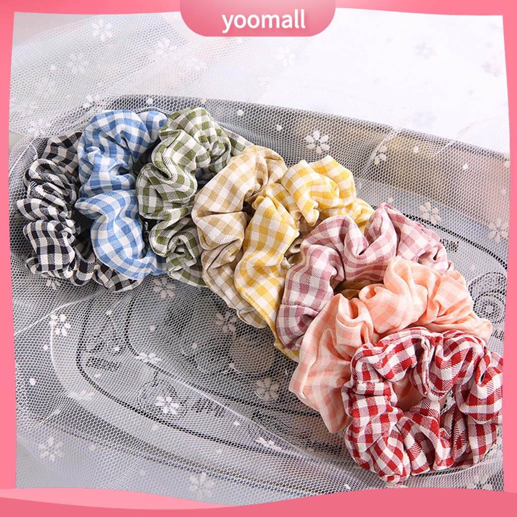 Dây Cột Tóc Vải Co Giãn Họa Tiết Kẻ Sọc Phong Cách Hàn Quốc