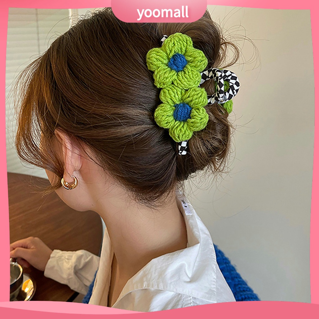 Kẹp Tóc Càng Cua Bằng Cotton Chống Trượt Màu Sắc Tương Phản Tinh Tế