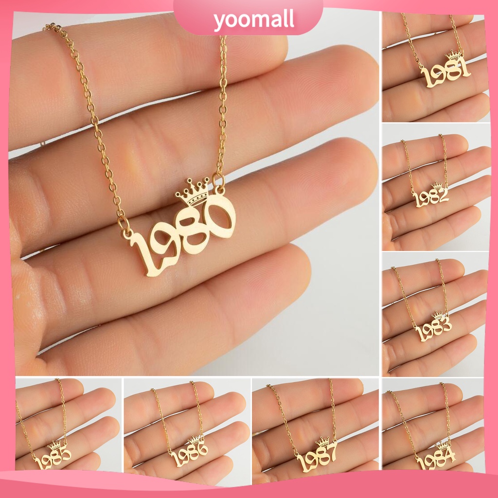 Vòng cổ Mặt Số Năm Mới 1980-1999 Bằng Thép Không Gỉ Dành Cho Nữ