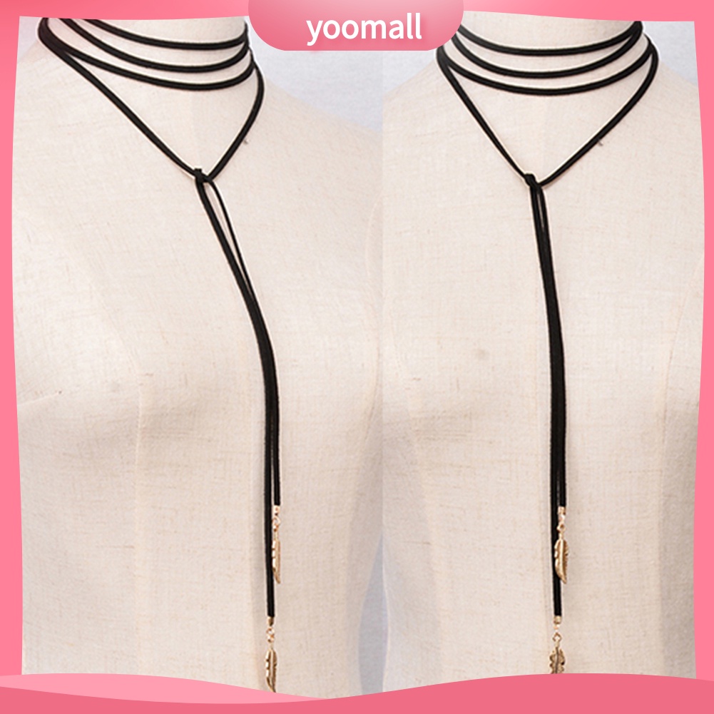 Vòng Cổ Choker Dây Nhung Mặt Lông Vũ Phong Cách Punk Cá Tính