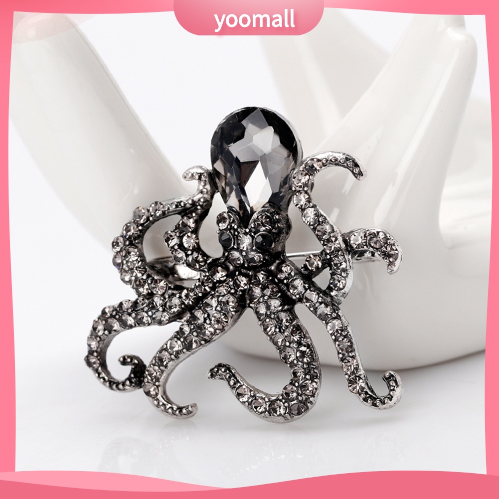 Ghim Cài Áo Hình Bạch Tuộc Đính Đá Dễ Thương