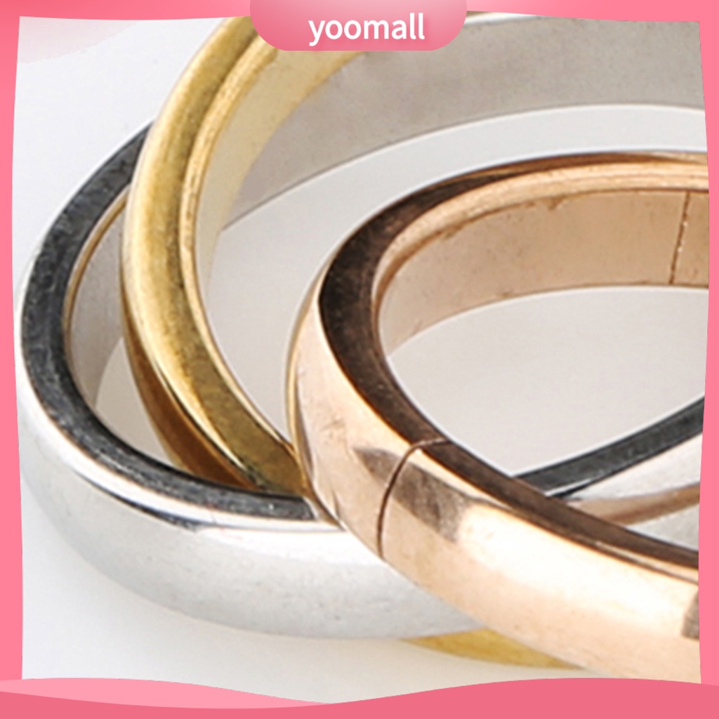 Nhẫn Trơn 3 Lớp Bằng Thép Không Gỉ Thời Trang Cho Nữ